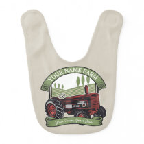 Personalized Vintage Farm Tractor Country Farmer  Baby Bib