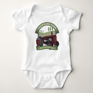 Personalized Vintage Farm Tractor Country Farmer  Baby Bodysuit