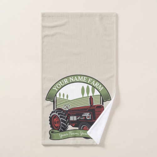 Personalized Vintage Farm Tractor Country Farmer  Bath Towel Set