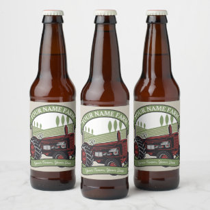 Personalized Vintage Farm Tractor Country Farmer  Beer Bottle Label