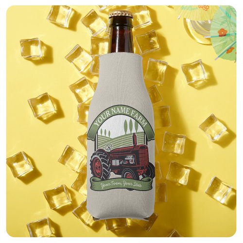 Personalized Vintage Farm Tractor Country Farmer  Bottle Cooler