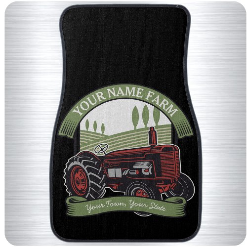 Personalized Vintage Farm Tractor Country Farmer  Car Floor Mat
