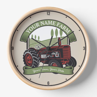 Personalized Vintage Farm Tractor Country Farmer Clock