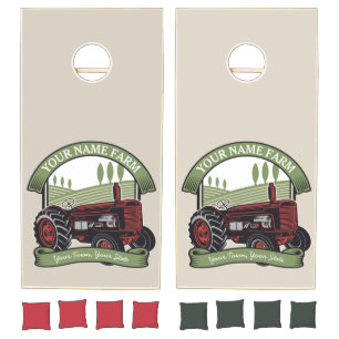 Personalized Vintage Farm Tractor Country Farmer Cornhole Set