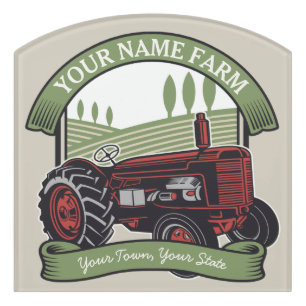 Personalized Vintage Farm Tractor Country Farmer Door Sign