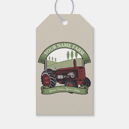 Personalized Vintage Farm Tractor Country Farmer  Gift Tags