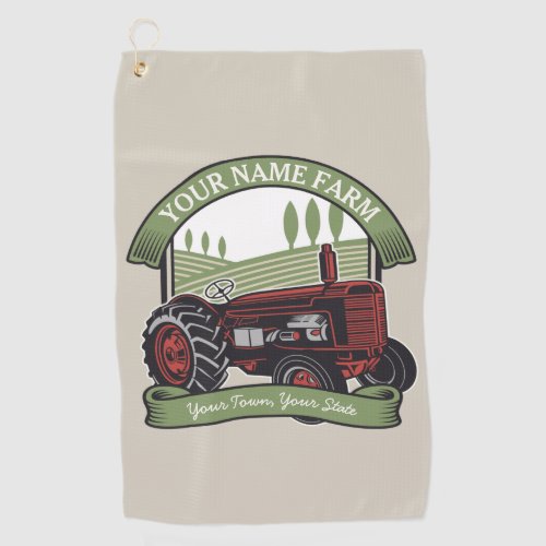 Personalized Vintage Farm Tractor Country Farmer  Golf Towel