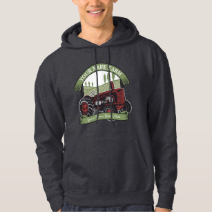 Personalized Vintage Farm Tractor Country Farmer  Hoodie