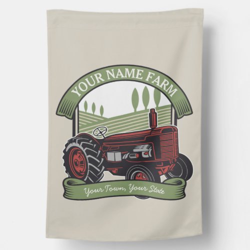 Personalized Vintage Farm Tractor Country Farmer  House Flag