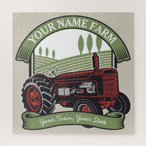 Personalized Vintage Farm Tractor Country Farmer Jigsaw Puzzle