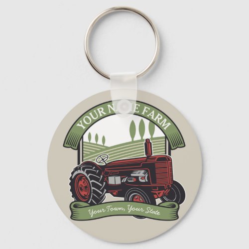 Personalized Vintage Farm Tractor Country Farmer  Keychain