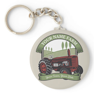 Personalized Vintage Farm Tractor Country Farmer  Keychain