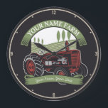Personalized Vintage Farm Tractor Country Farmer Large Clock<br><div class="desc">Personalized Vintage Farm Tractor Country Farmer Family Farm - Rolling Hills,  Harvest Fields and Trees,  Cattle Dairy Cows - Customize with your Name or Custom Text!</div>