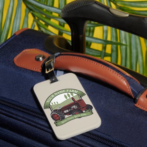 Personalized Vintage Farm Tractor Country Farmer Luggage Tag