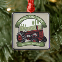 Personalized Vintage Farm Tractor Country Farmer  Metal Ornament