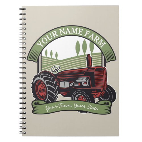 Personalized Vintage Farm Tractor Country Farmer  Notebook