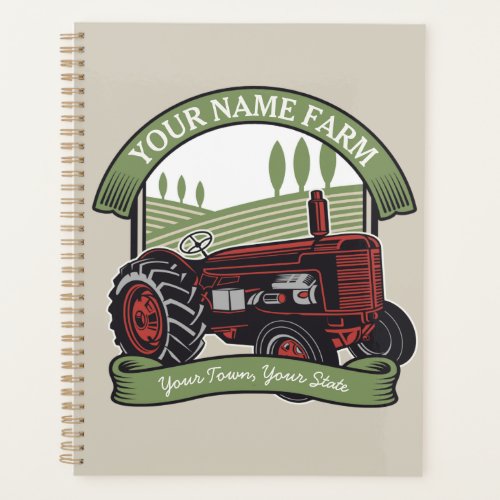 Personalized Vintage Farm Tractor Country Farmer  Planner