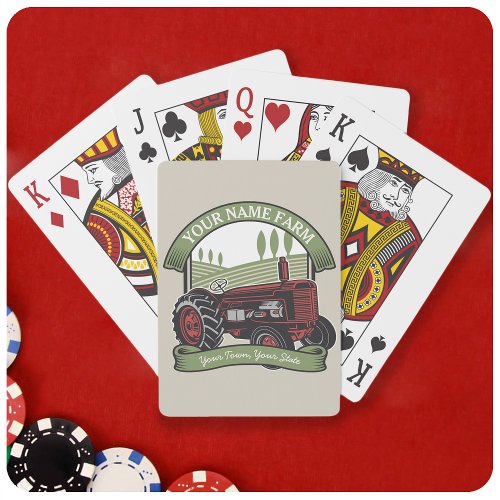 Personalized Vintage Farm Tractor Country Farmer Playing Cards