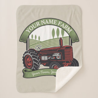 Personalized Vintage Farm Tractor Country Farmer  Sherpa Blanket