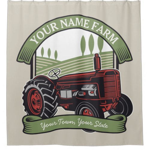Personalized Vintage Farm Tractor Country Farmer Shower Curtain