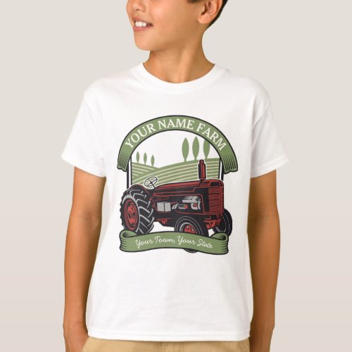 Personalized Vintage Farm Tractor Country Farmer T_Shirt