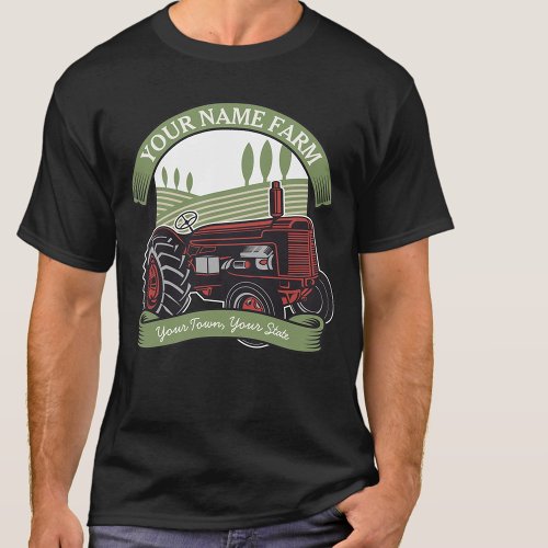 Personalized Vintage Farm Tractor Country Farmer T_Shirt