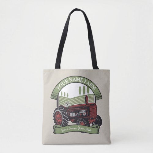 Personalized Vintage Farm Tractor Country Farmer Tote Bag
