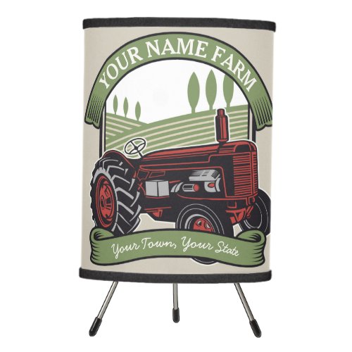 Personalized Vintage Farm Tractor Country Farmer  Tripod Lamp