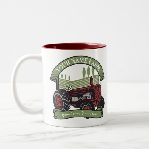 Personalized Vintage Farm Tractor Country Farmer  Two_Tone Coffee Mug
