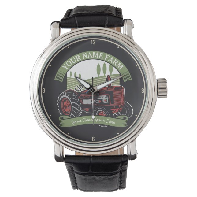 Personalized Vintage Farm Tractor Country Farmer Watch (Front)