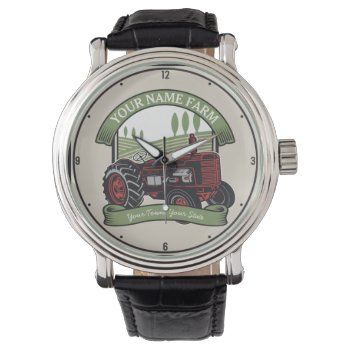 Personalized Vintage Farm Tractor Country Farmer  Watch by GyftGuru at Zazzle