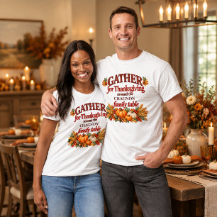 Personalized Vintage Farmhouse Thanksgiving Family T-Shirt