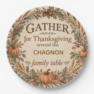 Personalized Vintage Farmhouse Thanksgiving Paper Plates