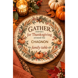 Personalized Vintage Farmhouse Thanksgiving Paper Plates