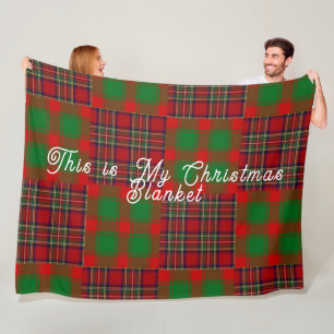 Personalized Vintage Feel Christmas Holiday Plaid Fleece Blanket