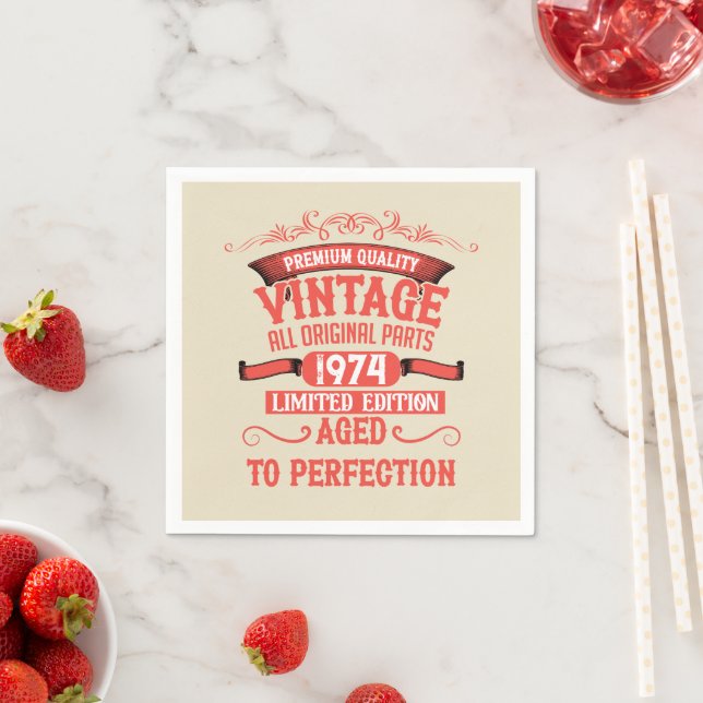 Personalized vintage fifty 50th birthday party napkins (Insitu)