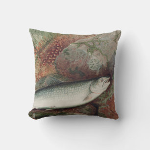 Personalized Vintage Fishing Trout Watercolor Throw Pillow