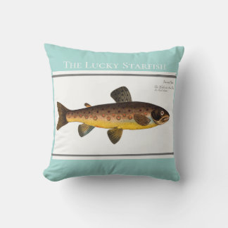 Personalized Vintage Fishing Trout Watercolor Throw Pillow