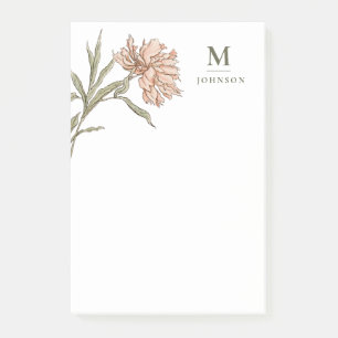 Personalized Vintage Floral Botanical Monogram Post-it Notes