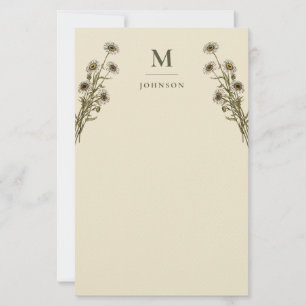 Personalized Vintage Floral Botanical Monogram Stationery