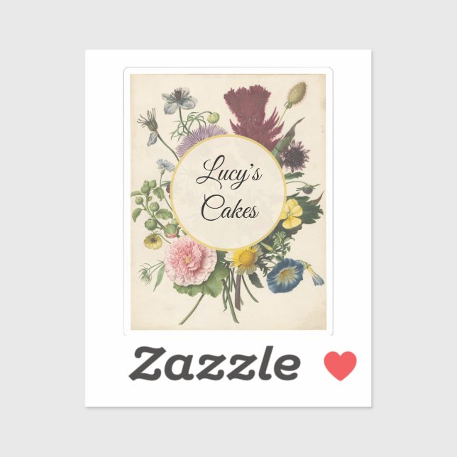 Personalized Vintage Floral Botanical Vinyl Sticker (Sheet)