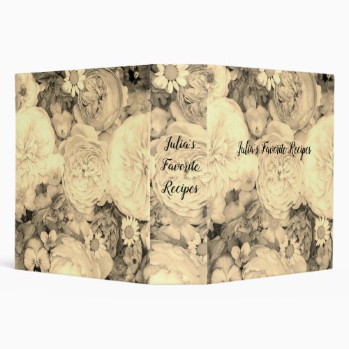 Personalized Vintage Floral Design Recipe Binder 