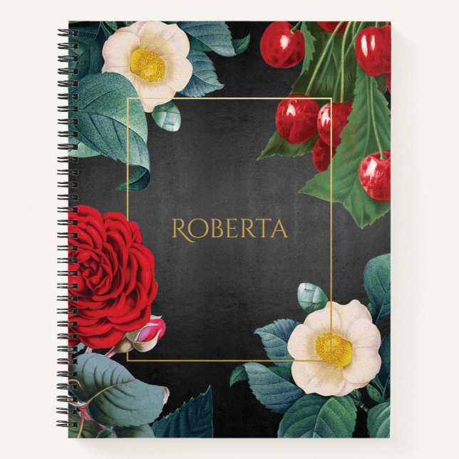 Personalized Vintage Floral Elegance Notebook (Front)