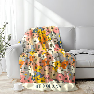 Personalized Vintage Floral Fleece Blanket