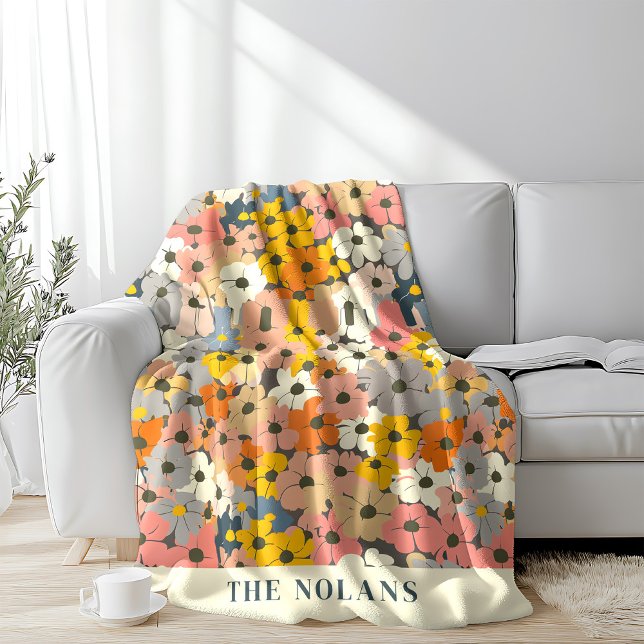 Personalized Vintage Floral Fleece Blanket (Personalized vintage floral fleece blanket)