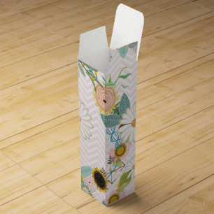 Personalized Vintage Floral Garland Pattern Wine Box