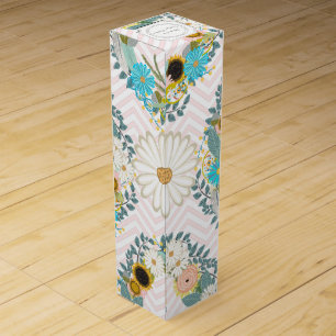 Personalized Vintage Floral Garland Pattern Wine Gift Box