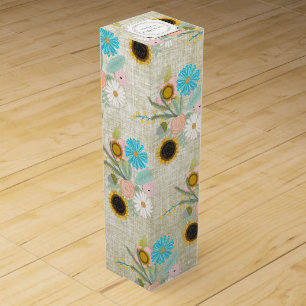 Personalized Vintage Floral Garland Pattern Wine Gift Box