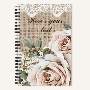 Personalized Vintage Floral Lace Notebook
