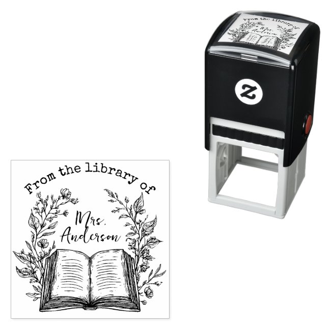Personalized Vintage Floral Library Book Stamp  (In Situ)